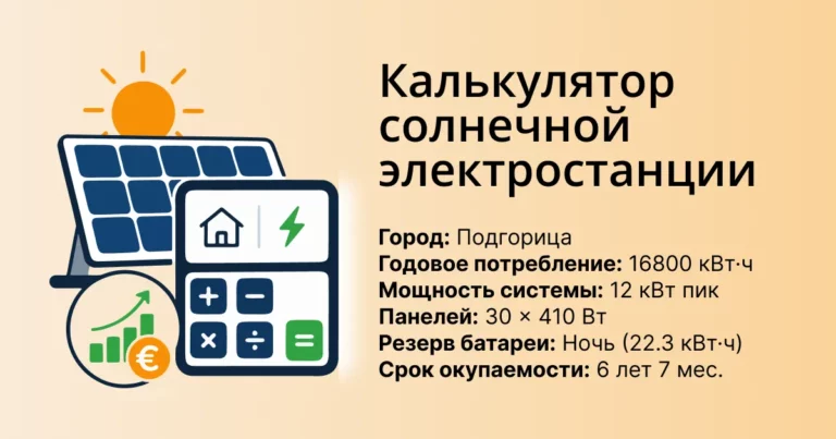 Калькулятор солнечной электростанции с панелями и расчетами