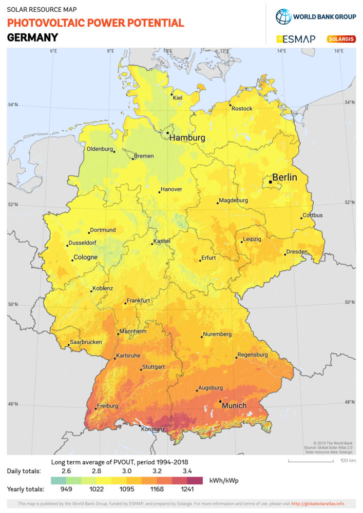 Photovoltaik-Kapazitätspotenzial in Deutschland