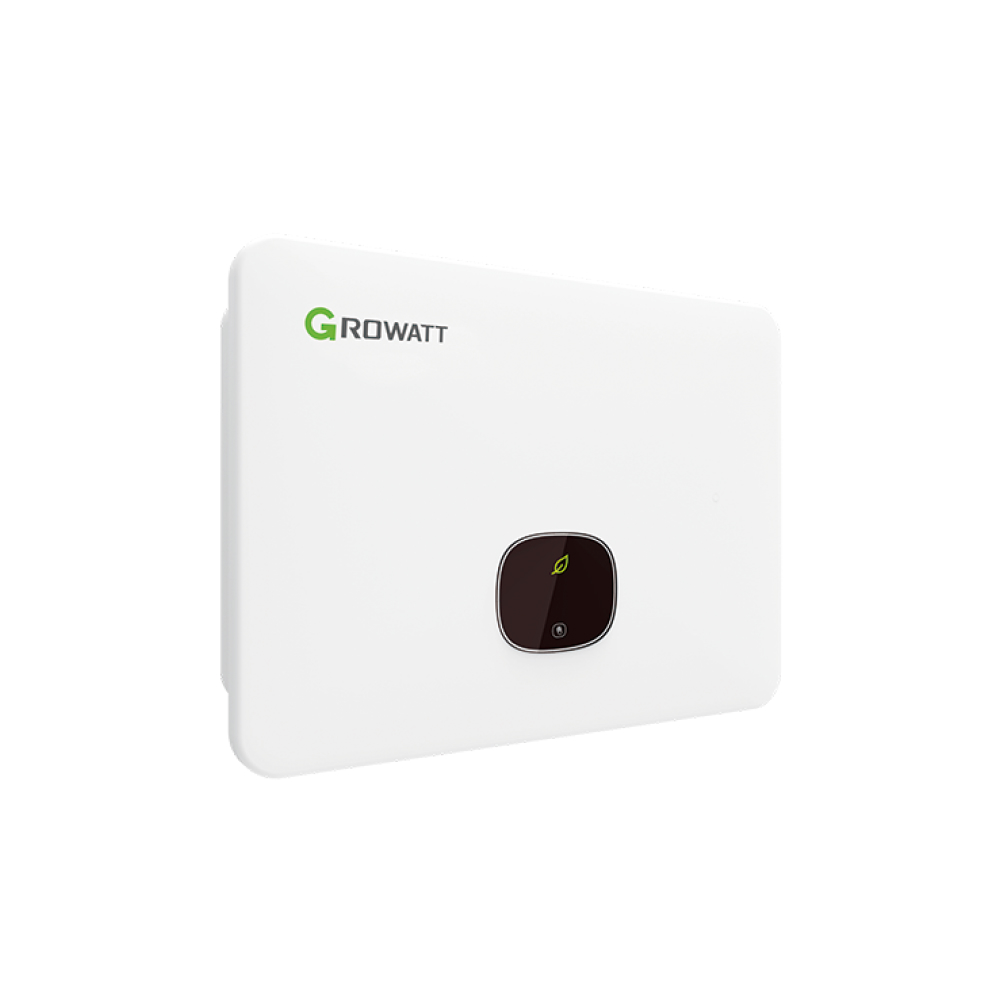 Growatt solar inverter on white background.