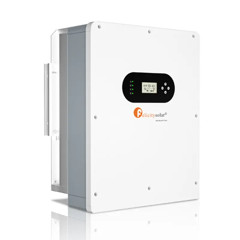 Felicity Solar brand white solar inverter on white background.