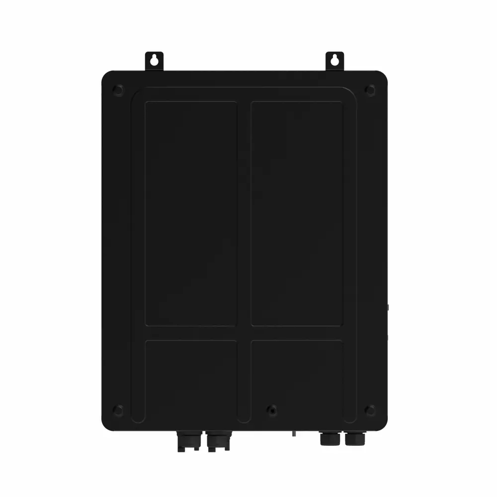 Black double-door electrical enclosure panel.