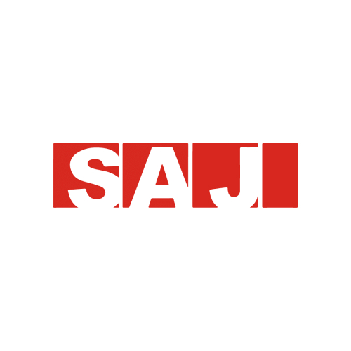 Red and white "SAJI" logo on a square background.