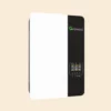 Growatt solar inverter front view on beige background.