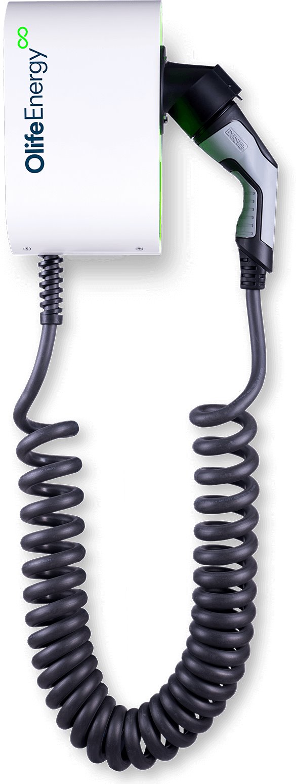 Зарядная станция OlifeEnergy WallBox BASE с витым кабелем, 22 кВт