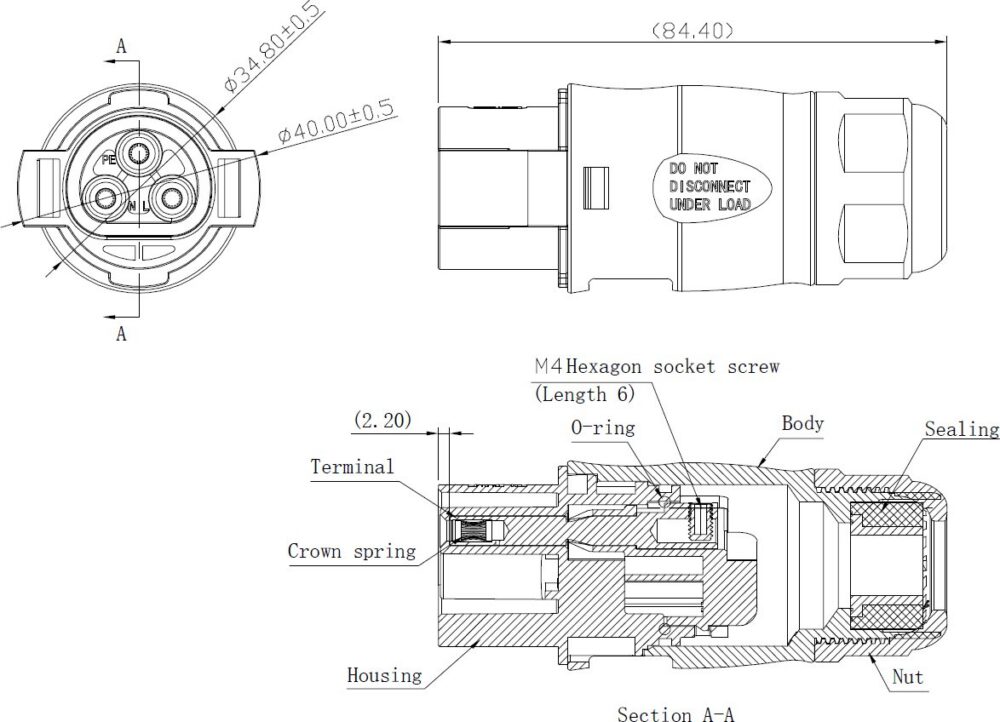 img DEYE Connector für Mikroinverter 230 V, weiblich