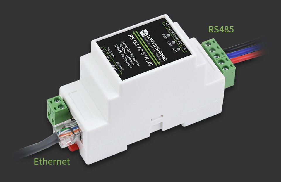 Industrijski zaporedni strežnik Waveshare, RS485 — Ethernet, TCP/IP