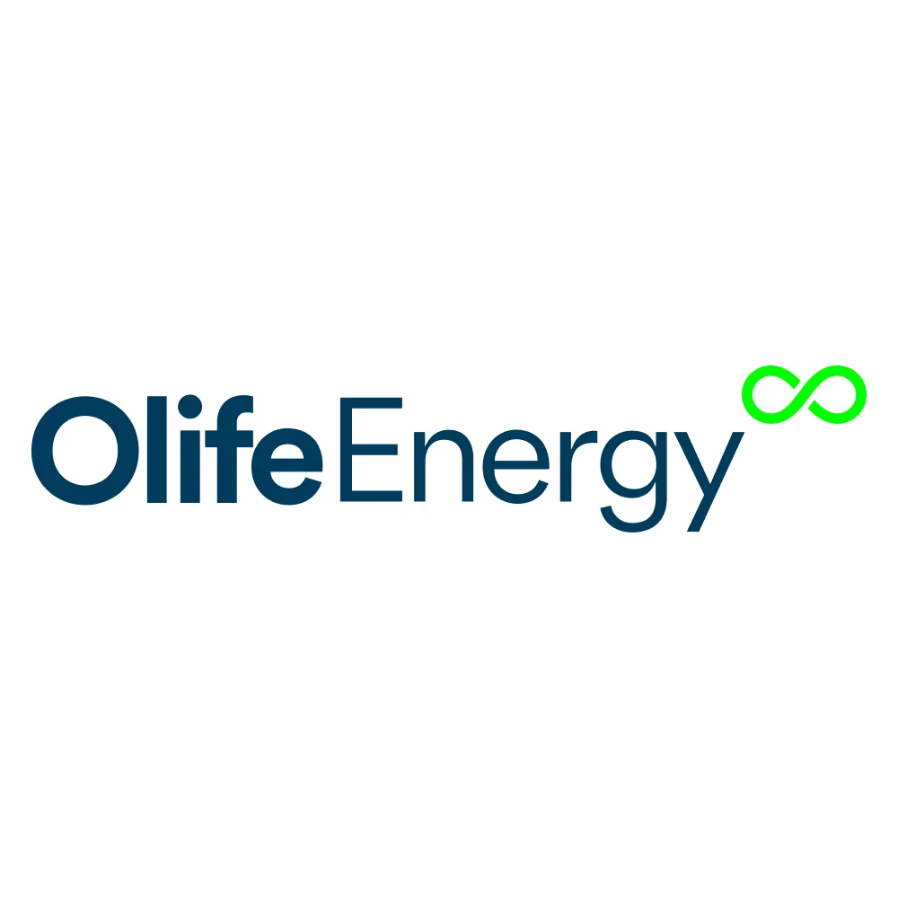 Логотип OlifeEnergy с зелёным символом бесконечности