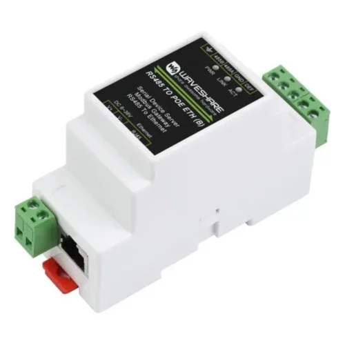 Промышленный последовательный сервер waveshare с poe, rs485 — ethernet, tcp/ip Шлюз RS-485 в Ethernet на DIN-рейку