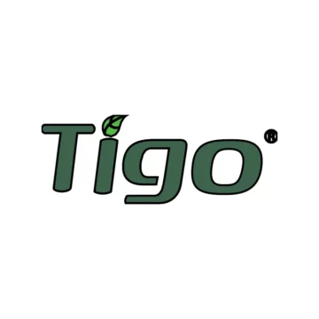 tigo Зелёный логотип Tigo с листом над буквой i