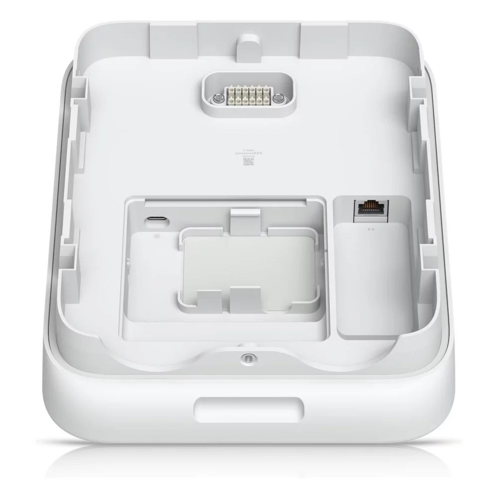 Зарядная станция ubiquiti unifi ev station lite 11 кВт Нижняя панель белого сетевого устройства с портами