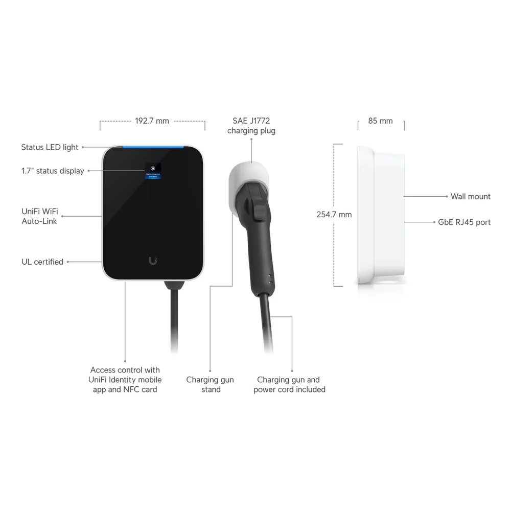 Зарядная станция ubiquiti unifi ev station lite 11 кВт Схема настенной зарядной станции UniFi для электромобиля