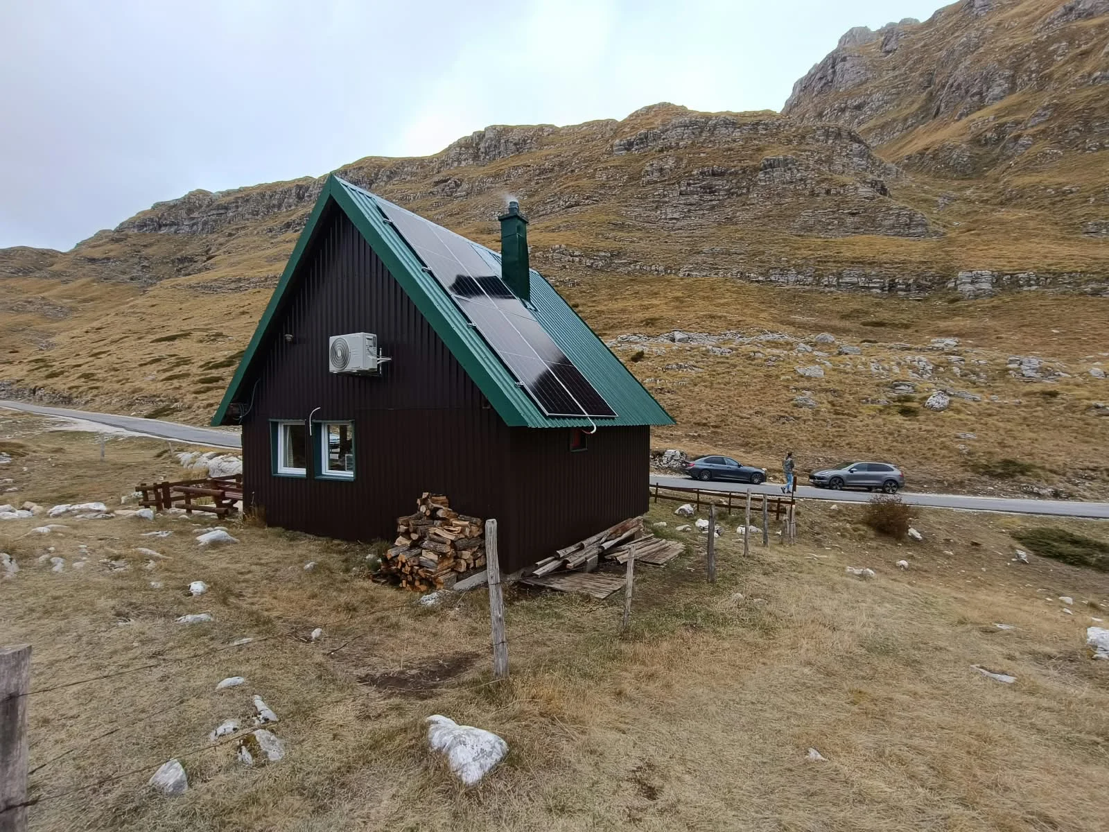 Konoba with solar panels by the Sedlo Pass road in Durmitor National Park